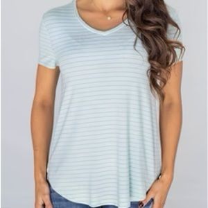 Grace & Lace PERFECT V-NECK TEE IN blue stripe